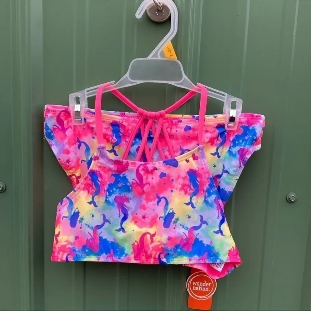 Girls Mermaid Bikini & Unicorn Tankini Swimsuit Bathing Suit 2-Pack Size XL